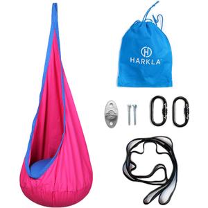 Hanging Swing Chair for Kids - Includes Hardware - Great as a Sensory Swing (Deep Pink)