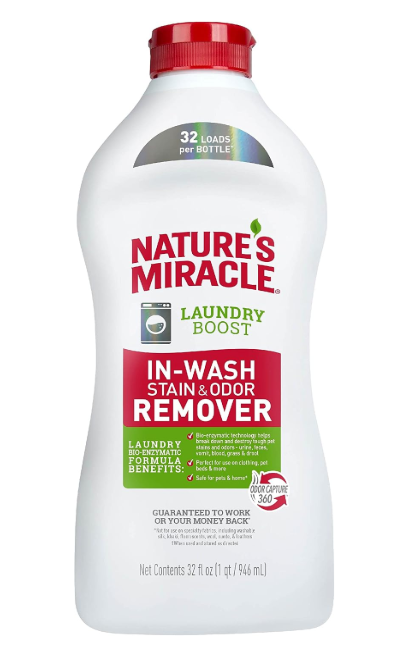2 x Nature's Miracle Laundry Boost In-Wash Pet Stain & Odor Remover, 32 oz Bio-Enzymatic Formula Breaks Down Tough Stains & Odors, Gentle on Fabrics, Use With Laundry Detergent