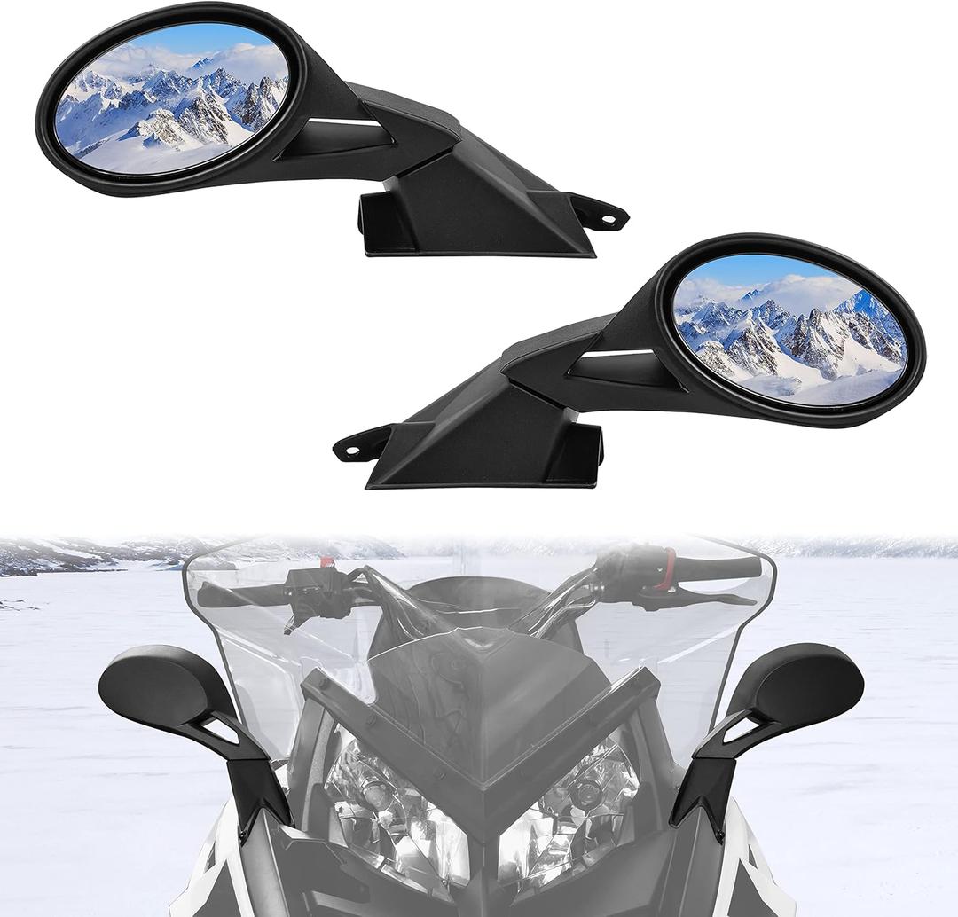 SAUTVS Adjustable Folding Rearview Side Mirrors for Polaris Snowmobile, Pro-Ride Hood Mounted Mirrors Rear View Side Mirror Kit for Polaris Snowmobile Accessories (2PCS, Replace #2877803)