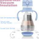 Bakpoco Stainless Steel Straw Sippy Cup for Toddlers 1-3 Years Old, Insulated Toddler Water Bottle Baby Training Tumbler with Handles, 8oz Kids Straw Cups for Travel, Daycare & At Home, Blue