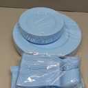 YOUBET 125Pieces Blue Plastic Plates - Blue Baby Shower Plates Disposable - Include 25 Dinner Plate 25 Dessert Plate 25 Forks 25 Knives 25 Spoons for Birthday Party & Baby Shower Gifts