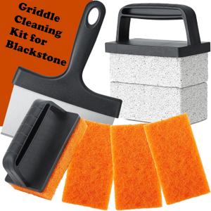 Griddle Cleaning Kit Compatible with Blackstone - Flat Top Grill Cleaner Grill Cleaning Kit with Grill Brick, Griddle Scraper & Grill Brush, Griddle Accessories Kit to Remove Stain