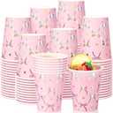 TecUnite 100 Pcs 9oz Iridescent Paper Cups Laser Pink Bow Disposable Paper Cups Coquette Bachelorette Party Disposable Coffee mugs Bow Themed Party for Wedding Birthday Baby Shower Supplies
