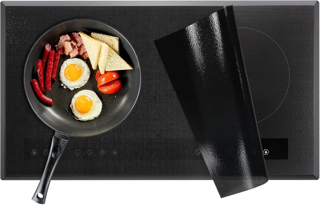 KitchenRaku Large Induction Cooktop Protector Mat, Translucent (Magnetic) Electric Stove Burner Covers Antiscratch as Glass Top Stove Cover or Electric Stove Top (Monochromatic Black, 52x78CM)