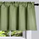 DONREN Sage Green Window Valances for Kitchen -Blackout Valances for Window with Rod Pocket (42 by 18 Inch,2 Panels)