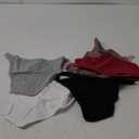 FINETOO Pack of 6 String Underwear for Women Cotton High Cut Stretch Breathable Low Rise Hipster Cheeky Bikini Panties S-XL (Medium, Black, White, Gray, Red, Pink, Dark Purple)