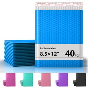 8.5 x 11 Inch Bubble Mailer 40 Pack, Waterproof Padded Envelopes with Strong Self-Seal Adhesive, Cushioning Shipping Bags with Bright Color for Small Business - Dark Blue
