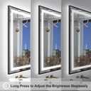 OKPAL 24x36 Black LED Mirror for Bathroom, Lighted Bathroom Mirror with Lights, Frontlit & Backlit Lighted Vanity Mirror, Anti-Fog, Dimmable, Memory, Shatterproof, Horizontal/Vertical