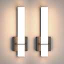 Modern LED Wall Sconces Set of Two,18W 3000K Dimmable LED Sconces Wall Lighting,Bathroom Vanity Light Fixture Acrylic Shade,Hardwired Wall Light Fixtures for Living Room Bedroom Hallway(Black) (2-Pack)