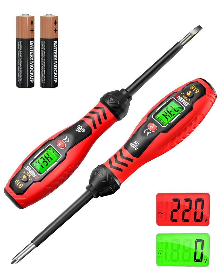 ANENG Voltage Tester with Screwdriver Electrical Tester Tool Non Contact Voltage Detector Dual Range AC 11V/30V-1000V,Live/Null Wire Electric Tester with LCD Display,Buzzer Alarm,Breakpoint Finder
