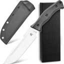 Sitivien ST22 Fixed Blade Knife 154CM Stainless Steel Blade Micarta Handle Full Tang EDC Tool Straight Knife for Working Camping Survival(Silver)