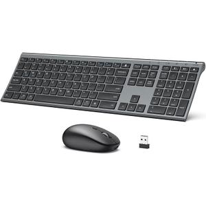 iClever DK03 Bluetooth Keyboard and Mouse, Rechargeable Dual-Mode (Bluetooth 4.2 + 2.4G) Wireless Keyboard and Mouse Combo, Ultra-Slim Multi-Device Keyboard for Mac, iPad, Apple, Android, Windows