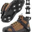 Sportneer Crampons： Ice Cleats for Shoes and Boots with 28 Spikes - Traction Slip-on Stretch Footwear for Walking and Shoveling on Ice and Snow - Lightweight for Women and Men, Black