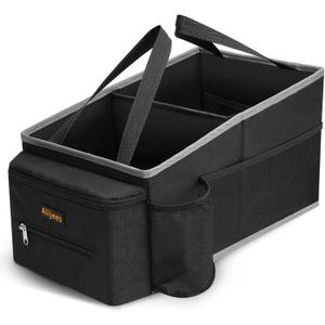 Car Seat Organizer - Backseat Car Organizer with Cup Holders, Car Storage Organization for Front Back Passenger Seat, Road Trip Essentials Kids for Travel Car Accessories, Black