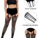 Chalier Fishnet Stockings Tights Suspender Pantyhose Lace Thigh High Stockings for Women (Black)