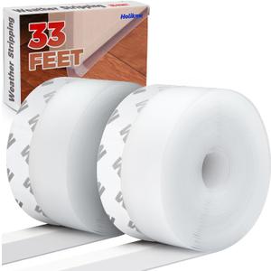 Holikme Door Weather Stripping Door Seal Strip, Sealing Sticker Sealing Tape for Door Draft Stopper Adhesive for Doors, Suitable for Windows, Doors (1.8"W-33Feet, Transparent)