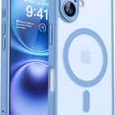 CANSHN Magnetic for iPhone 16 Case, Upgraded [Full Camera Protection] [Compatible with Magsafe] [Translucent Matte] Shockproof Protective Phone Case for iPhone 16 - Light Blue