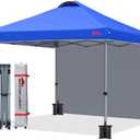 MASTERCANOPY Durable Pop-up Canopy Tent with 1 Sidewall (10'x10',Blue)
