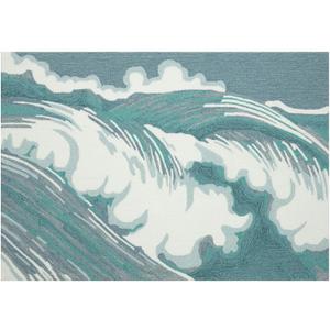 Liora Manne Capri Indoor/Outdoor Handmade Synthetic Blend Durable Area Rug - Contemporary Graphic Coastal Ocean Colorful (Wave Aqua) (1'8" x 2'6")