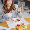 40 Pack 6 oz Small Snack Pack Containers with Lids, 2025 New 2 Compartment Snack Boxes Small Plastic Portion Control Condiment Container for Dipping Sauce, Travel Snacks, Lunch