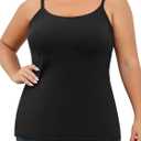 V FOR CITY Plus Size Camisole for Women with Shelf Bra Adjustable Spaghetti Strap Cami Tank Top Cotton Undershirts, 5X (Black)