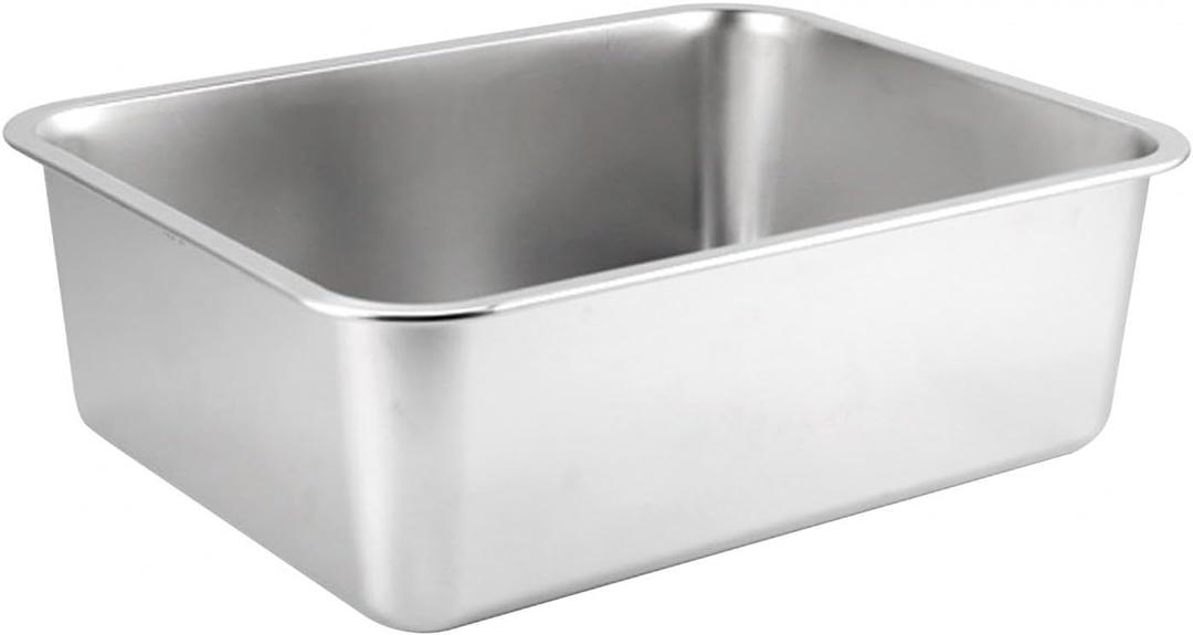 Cat Metal Kitten Litter Pan Rounded Corners Lightweight Smooth Edge Scratchproof Rustproof Top Open Kitten Toilet, 40x30x10cm