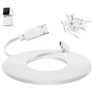 Smays 50 ft Extension Cable for WYZE Cam Pan v3 Outdoor Camera, Long Micro USB Power Adapter Cord, 90-Degree White