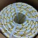 findmall 3/4 Inch 150 Feet 24 Strands Braided Line Tree Felling String High Strength Polyester Rope for Swing Camping Bundling White Yellow Black