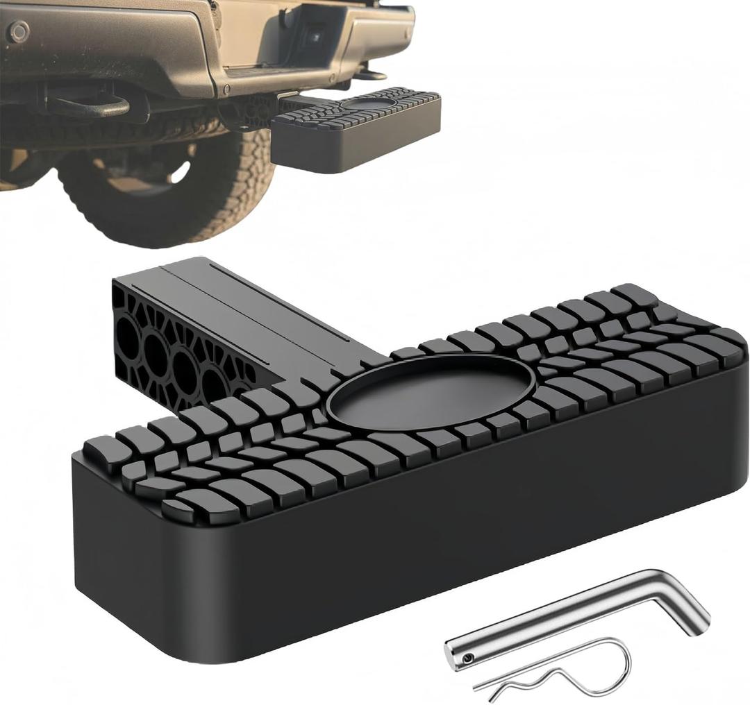 Hitch Step for 2” Receiver Rear Bumper Guard Protector– Polymer Plastic Anti-Slip Platform for Safer Access on SUVs,Trucks & RVs