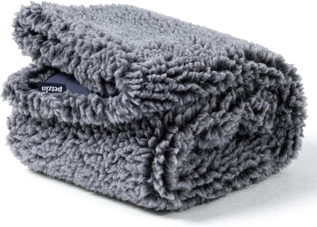 PELZIN Stoutwool Chew Proof Dog Blanket - Heavy Duty Waterproof Pet Blanket - Fluffy Dog Couch Cover Protector for Aggressive Chewers - Soft Reversible Throw Furniture Protection - Small, Charcoal