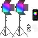 NEEWER 2 Pack 660 PRO RGB LED Video Light with App Control Tripod Stand Kit, Studio Panel Key Lighting for Gaming Streaming Zoom YouTube Webex Photography, 360 Full Color, 50W Dimmable, Bluetooth