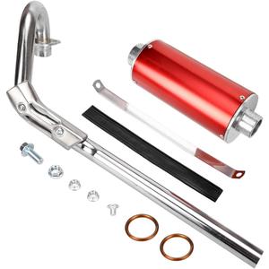 FVRITO High Performance Big Bore Muffler Exhaust Silencer Pipe Head Assembly for XR50 CRF50 Chinese 70cc 110cc 125cc SDG SSR Taotao Atomik Thumpstar Roketa Coolster Apollo Dirt Pit Bike Red