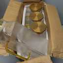 4 Pack 2 Liter/68 oz Square Glass Pitcher with Lid, Classic Stripes Water Pitchers with Handle for Fridge, Large Jug for Iced Tea, Coffee, Borosilicate Glass Carafe for Hot/Cold Brew Drink, Gold