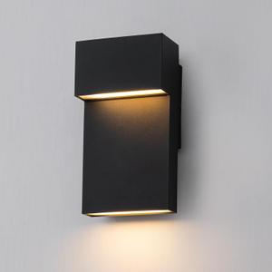 Easyusahome Outdoor Wall Lights Modern LED Exterior Lighting Fixtures, 3000K 15W Compact Outdoor Wall Sconce for Porch, Matte Black Outside Wall Mount Lights for Front Door House Garage Indoor