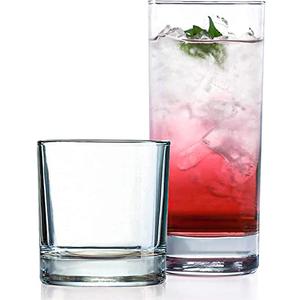 Everyday Drinking Glasses Set of  7 Drinkware Hurricane Glasses, Kitchen Glasses for Cocktail, Iced Coffee, Beer, Ice Tea, Wine, Whiskey, Water, 4 Tall Glass Cups & 4 Short Dof Drinking Glass