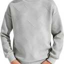 Haloumoning Boys Geometric Texture Sweatshirts Fashion Crewneck Long Sleeve Pullover Shirts 5-14 Years (Grey)