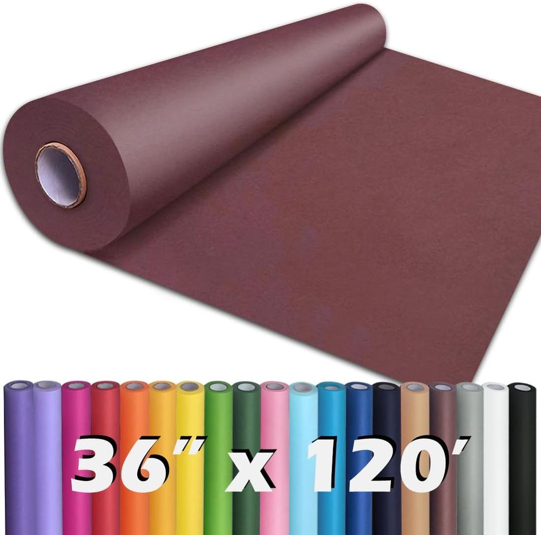 PerkHomy 36" x 1,440" (120') Wine Red Kraft Paper Roll for Craft Bulletin Board Paper Art Table Covering Crafting Gift Wrapping Bouquet Packing Parcel 80GSM 55LB (Wine Red, 36" x 120')