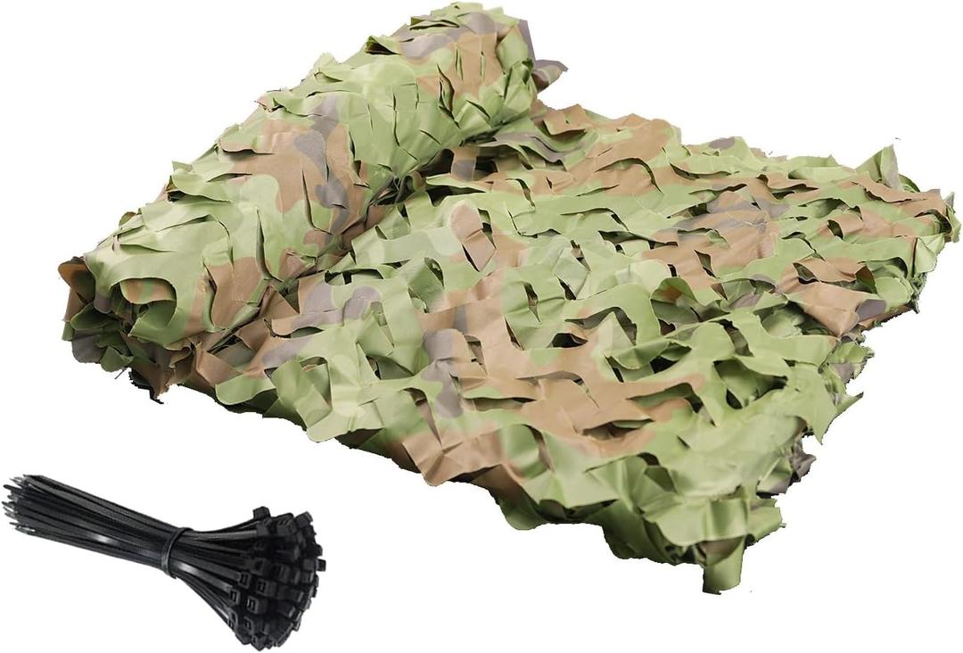 Camouflage Netting Camo Netting, Bulk Roll camo Fabric for Hunting Military Decorations Party Sunshade - Zip Ties Included (5Ftx13Ft(1.5Mx4M))