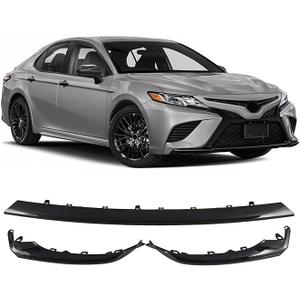 Front Bumper Lower Grille Trim Molding Fit For Toyota Camry SE XSE 2018 2019 2020,Middle & Driver&Passenger Side,3Pcs Front Lower Bumper Guard Replace For 5312233040/TO1044119,Gloss Black