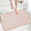 Bath Mats 36x24 Non-Slip Absorbent Bathroom Rug, Quick Dry Machine Washable Shower Tub Mat with Rubber Backing, Soft Floor Carpet for Bathroom Decor Waffle White
