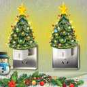 NUWIXMER Ceramic Christmas Tree Night Light,Christmas Decorative Tree with Multicolor Bulbs and ON/Off Switch, Christmas Xmas Night Light for Bedroom Porch Holiday Decor,2 Pack