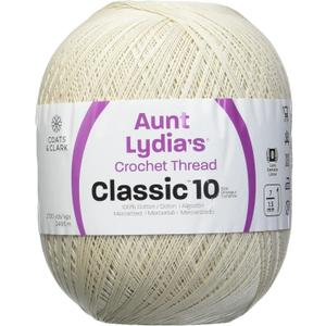 Aunt Lydia Crochet Cotton Jumbo Natural 1 Pack of Crochet - Cotton - Size 10-2730 Yards - Knitting/Crochet