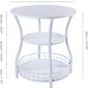 Round Side Table, 3-Tier Circular End Table with Storage Shelf,White Accent Sofa Table for Small Spaces,Round Corner Coffee Table Nightstand for Living Room, Bedroom,19.6 inch Diameter