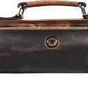 Leather Knife Roll Storage Bag, Elastic and Expandable 10 Pockets, Adjustable/Detachable Shoulder Strap, Travel-Friendly Chef Knife Case (Dark Brown, Leather) (29.5 (Height)x 19.7 (Breadth))