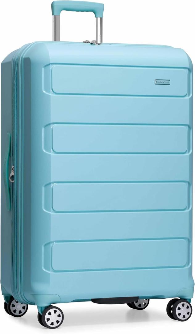 Traveler's Choice Pagosa Indestructible Hardshell Expandable Spinner Luggage, Baby Blue, 30-Inch Large