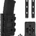 KRYDEX 5.56mm 7.62mm Magazine Pouch with MOLLE Clip and Belt Clip Universal Mag Holder (BK)