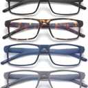 4 Pack Reading Glasses Blue Light Blocking for Men Women,Rectangular Frame Computer Readers with Spring Hinge,Reading Glasses for Men WomenAnti Eyestrain/UV Ray Eyeglasses (1.5x)