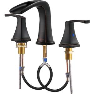 PARLOS 2-Handle Widespread Waterfall Roman Bathtub Faucet Tub Filler with Valve, Oil Rubbed Bronze, 1434203