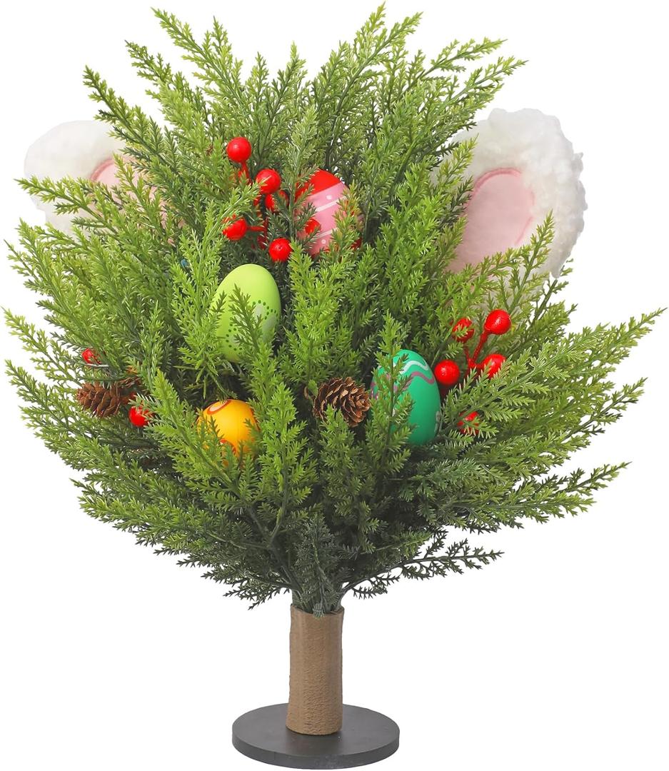 Allesgute Easter Decorations,1Pcs Artificial Easter Egg Flower Table Ornaments, Eggs Berry Picks with Bunny Ears, Easter Decorations for homeDecor, DIY, Weddings, Spring Celebrations