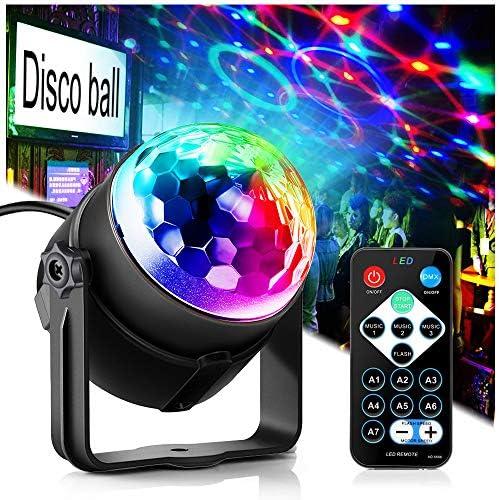 Party Lights,Disco Light Disco Ball Dj Rave Lights Strobe Lights Sound Activated Stage Lights Projected Effect Dancing Light Remote Control for Birthday Xmas Wedding Bar Glow Party Christmas